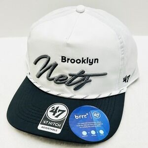 '47 Brand‎ Brooklyn Nets Chamberlain A-Frame Hitch Hat Cap Adjustable Snap White